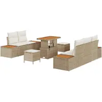 vidaXL Ensemble de canapé de jardin avec coussins 8 pcs Beige et Crème