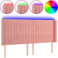 vidaXL Tête de lit LED rose 163x16x118/128 cm velours