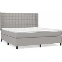 vidaXL Lit boxspring avec matelas gris clair 180x200 cm Tissu