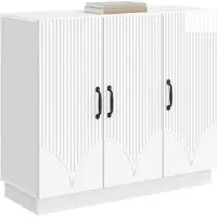 vidaXL Buffet blanc brillant 89 x 34,5 x 77 cm en aggloméré