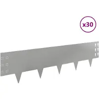 vidaXL Bordure de jardin, 30 pièces, 100 x 25 cm, acier, argenté
