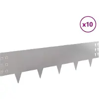 vidaXL Bordure de pelouse, 10 pièces, 100 x 25 cm, acier argenté