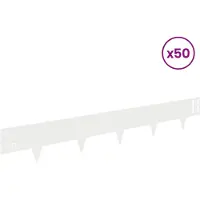 vidaXL Bordure de pelouse, 50 pièces, 100 x 15 cm, acier, blanc