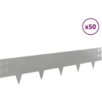 vidaXL Bordure de pelouse, 50 pièces, 100 x 20 cm, acier argenté