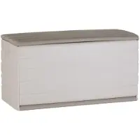 Plastiken Coffre 350L intérieur/extérieur, fonctionnel et esthétique, verrouillable, avec roulettes, beige