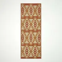 Homescapes Tapis d'extérieur résistant aux intempéries, tapis de passage orange-rouge 75 x 200 cm, tapis de jardin Anya à motifs ethniques, tapis de balcon réversible