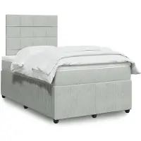 vidaXL Lit boxspring avec matelas gris clair 120x200 cm velours