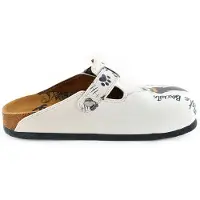 Calceo Sabots 'Women shoes -Calceo mules with cats WCAL342' blanc