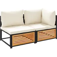 vidaXL Canapé de jardin avec coussins 2 places en bois massif d'acacia