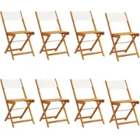 vidaXL Chaises de jardin 8 pcs. Pliable Blanc Crème Tissu et bois massif