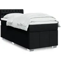 vidaXL Lit boxspring avec matelas noir 90x200 cm Tissu