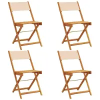 vidaXL Chaises de jardin 4 pcs. Pliable Beige Tissu et bois massif