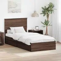 vidaXL Lit de rangement brun imitation chêne 75 x 190 cm Bois composite