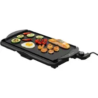 Kitchenbrothers Plaque de gril électrique XL - 2000W - Gril Teppanyaki - Grillades en toute sécurité - Noir
