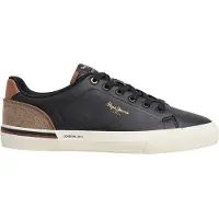Pepe Jeans pour homme. PMS300011 Trainers Kenton Campus black (40), Noir, Plat, Lacets, Casuel