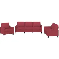 vidaXL Ensemble de canapés 3 pièces avec coussins vin rouge similicuir
