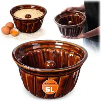 Kadax Moule à kouglof, Moule en terre cuite résistant au lave-vaisselle, Moule à gâteaux rond en grès