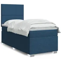 vidaXL Lit boxspring avec matelas bleu 100x200 cm Tissu