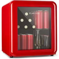 Klarstein PopLife Refroidisseur de boissons - mini-bar, réfrigérateur rétro, 0-10°C, seulement 39 dB, 48 L, écologique, porte à double vitrage, design rétro, rouge
