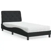 vidaXL Lit avec matelas noir 90x200 cm velours