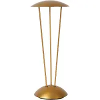 Lucide Renee - lampe de table rechargeable - Ø 12,3 x 31 cm - 2,2W dim to warm LED inclus - IP54 - or/laiton mat