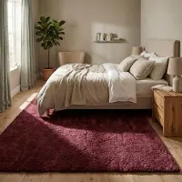 NATURL. Tapis lavable à poils longs - Ziggy Rouge | 80x150 cm | Rectangulaire | Pile haute