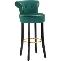 Mauro Ferretti Tabouret De Bar Luxy Cream - Tabouret En Velours Synthétique Avec Dossier Et Structure En Métal Et Bois, 46 X 48 X 96 Cm - Style Glamour - Parent 940