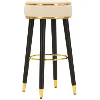 Mauro Ferretti Tabouret de bar London 37 x 74 x 38 cm Pin Métal Polyester Noir Beige Or