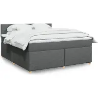 vidaXL Lit boxspring avec matelas gris foncé 180x200 cm Tissu