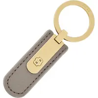 BOSS Porte-clés grainé taupe avec pièce métallique Double B dorée