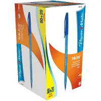 Papermate Inkjoy 100 Cap Triangular Blue Box Of 80+20 Pen 100 Units Bleu Enfants