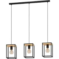 Eglo Suspension 3 flammes HxL 110x88 cm noir/brun