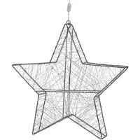 Beliani Outdoor LED lumières de Noël argent métal 58 cm forme d'étoile avec prise de courant à suspendre pour l'intérieur et l'extérieur Décoration de l'Avent