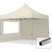 TOOLPORT 3x3 m Tonnelle pliante Alu, PES 700, côtés panoramiques, crème