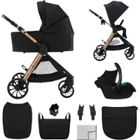 Kinderkraft Poussette 3 en 1 VESTO 2 avec nacelle, siège auto MINK PRO 2, siège sport réversible, système de voyage, noir