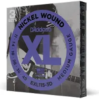Daddario EXL115-3D 11-49 Medium Electric Guitar Strings 3 Pack