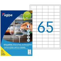 Agipa Étiquettes universelles, 38 x 21,2 mm, blanches, rectangulaires