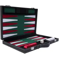 Longfield Backgammon 18" vert/rouge/blanc avec feutrine