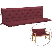 vidaXL Coussins de banc de jardin 2 pcs. Bordeaux 200x50x7 cm tissu Oxford