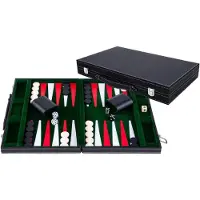 Longfield Backgammon 15 groen / rood / wit gestikt