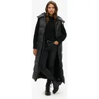Superdry pour femme. W5011444A Gilet à capuche Ripstop long noir (M), Casuel, Polyester