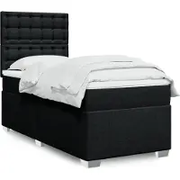 vidaXL Lit boxspring avec matelas noir 80x200 cm tissu