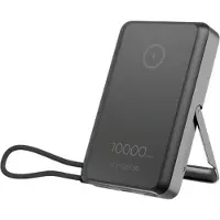 Gembird Bezprzewodowy powerbank magnetyczny 15 W ze zintegrowaną podstawką, 10000 mAh, czarny (10000 mAh, 20 W), Chargeur de secours, Noir