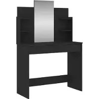 vidaXL Coiffeuse avec miroir noir 96x39x142 cm