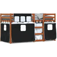 vidaXL Lit superposé avec rideaux blanc noir 90x200 cm en pin