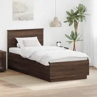 vidaXL Cadre de lit avec tête de lit, chêne brun, 70 x 190 cm, bois d'ingénierie