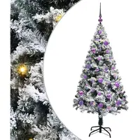 vidaXL Arbre de Noël artificiel avec 150 LEDs avec support blanc 150 cm