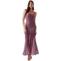 GUESS Sheer Sleeveless Dress Violet S Femme