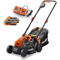 FUXTEC Tondeuse à gazon electrique à batterie 20V FX-E1RM20 - Set avec 2 batteries 2Ah et double chargeur 2,4A