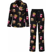 LEAFLETIC Pyjama 'Women’s Nightwear Long set' noir chiné